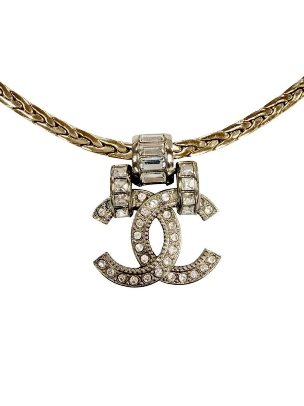 Chanel CC Logo Bijoux Decoration Necklace Choker Silver Gold